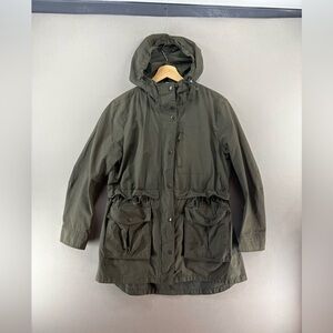 J. Crew Perfect Lightweight Jacket Raincoat Hood Olive Green Women's X Small